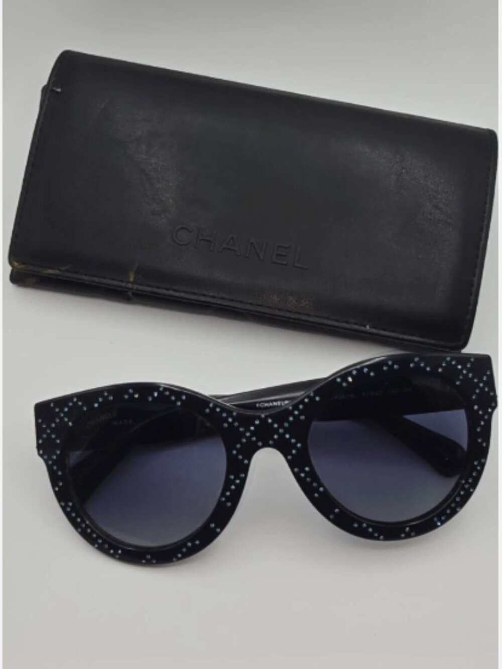 Chanel Butterfly Sunglasses Blue Rhinestone Womens Sunglasses 5420-B-A - Picture 3 of 13